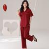 Pijamas de Boda para Recién Casados, Verano Algodón Puro Pantalones Cortos de Manga Corta para Jalar, Rojo Talla Grande Gordo mm Ropa para el Hogar