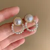 Pendientes de Clip de Perlas para Mujeres Sin Perforaciones, Pendientes con un Diseño Único, Estilo Vintage de Nicho, Pendientes de Alta Gama con un Temperamento Refinado