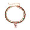 Pulsera de Campana de Árbol de Navidad de Cuentas de Arroz Explosiones Transfronterizas Moda Europea y Americana Regalo de Vacaciones Joyería para Pareja con Doble Cuenta Mujeres