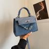 2024 invierno nueva moda bolso Kelly para mujer textura color sólido bolso cuadrado pequeño casual estilo occidental bolso de hombro