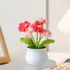Flor de lírio criativa com pompom em vaso flor de lã verde simulação tecida à mão presente ornamentos de carro e mesa flor