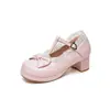 Sapatos Cosplay de Maid Femboy Sapatos Lolita Mary Jane Sapatos JK Princess de salto único Fivela de laço Sapatos femininos Plus size