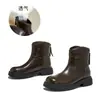 Botas de Couro Genuíno para Mulheres 2025 Outono e Inverno Novas Botas Versáteis Botas Curtas Femininas Casuais Versáteis Botas Slim Botas Femininas da Moda