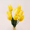 Flores de seda artificial, follaje falso y flores simuladas: un juego de 9 tulipanes con bordes rizados, perfectos para decoraciones de bodas, accesorios de fotografía y arreglos florales de interior