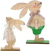 Artesanato de Madeira para Decoração de Casa Presente Forma de Coelho de Páscoa Ornamento Casual para Mesa