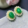 Brincos de Prata Esterlina com Opala Verde Natural Incrustada, Textura de Opala Rosa, Cor Delicada e Quente, Pedra Principal Delicada e Macia 7X9M