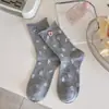 Calcetines Bordados con Lazo para Mujer, Nuevo Estilo Primavera y Verano, Etiqueta de Tela, Botón de Corazón, Calcetines de Media Pantorrilla, Calcetines Dulces de Encaje Lolita