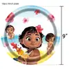 Decoraciones para Fiesta de Aventura Oceánica Moana Más Vendidas Transfronterizas Vasos de Papel Desechables, Platos, Servilletas, Cubiertos y Utensilios