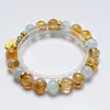Fortuna y RiquezaCristal Natural Grado A Alta Calidad Serie de Cristales Amarillos Pulsera para Mujer, Pulsera Versátil al por Mayor