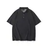 Camiseta Unisex de Estilo Americano de Moda, Peso Pesado, Lavada, Vintage, Holgada, Hombro Caído, Manga Corta, con Cuello Polo de Mezclilla Tejido229