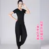 Roupa de Dança Quadrada Roupa de Dança Modal Gola V Calça Larga Roupa de Performance Roupa de Dança para Meia-Idade e Idosos Roupa de Yoga Fitness
