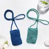 Bolsa de Celular de Tricô, Bolsa Transversal de Corda de Algodão Trançada Feita à Mão Tendência, Bolsa de Ombro Versátil para o Verão, Portátil e na Moda