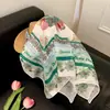 2024 Novo Verão Estilo Pastoral Flor Faixa de Cabelo Lenço de Seda Feminino Fita Protetora Solar Lenço Triângulo Sem Alças Lenço Quadrado Pequeno
