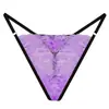 Tanga de encaje para mujer europeo y americano de cintura baja deportivo para cadera con entrepierna alta moda metal ropa interior cinturón delgado pantalones T sexys