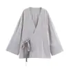 Estilo Europeo y Americano Popular en Amazon Aliexpress Tendencia de Moda Versátil Outerwear Estilo Kimono Decorado con Lazo Lateral Pijama