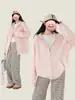 Moletom cinza com capuz para mulheres, nova moda feminina 2026, design exclusivo, blusa soltinha, jaqueta petite para mulheres, outono