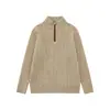 Suéter de cuello alto con media cremallera, estilo otoño/invierno, holgado y casual, moda urbana para hombre, estilo americano, color liso, jersey de punto trenzado