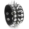Pulsera de Cuero para Hombre de Estilo Hip-Hop Exagerado, Popular en Europa y América, Joyería de Pulsera Punk con Púas de PU Personalizada de Moda