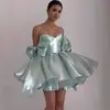Vestido de Noche de Color Sólido con Tirantes Diseño de Lazo Vestido Corto Fiesta de Cumpleaños Baile de Graduación Vestido Petite para Mujer