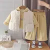 Conjunto de invierno con forro polar para niña 2026 nuevo elegante chaleco grueso de invierno para niños conjunto de tres piezas para bebé niña