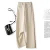 Pantalones Rectos de Lana Acetato Engrosada Otoño e Invierno Nuevos Pantalones Rectos de Pierna Ancha para Mujer