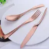 Juego de Cubiertos de Acero Inoxidable Colorido con Recubrimiento de Titanio Kaya Cuchillo para Bistec, Tenedor, Cuchara, Cucharilla de Té Juego de Cubiertos de 4 Piezas con Juego de Grabado