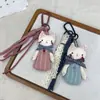 Estilo Coreano Nuevo Tela Rellena de Algodón Gato y Conejo de Dibujos Animados Llavero Delantal de Moda Conejo Broche Colgante Accesorio Versátil para Bolso