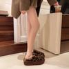 Pantuflas Cerradas de Plataforma con Estampado de Leopardo, Suela Gruesa, para Aumentar la Altura, Ultracómodas para Mujer, Calientes para el Hogar en Invierno, Moda para Exteriores, Cómodas Pantuflas de Algodón