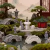 Micro-Paisaje Creativo Puente de Madera Estilo Antiguo Pabellón Jardinería Paisajismo Decoración DIY Accesorios Artesanías de Resina Adornos Pequeños