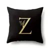 Funda de almohada de poliéster decoración de coche funda de almohada de flor negra dorada 26 letras inglesas funda de cojín para el hogar QTB08