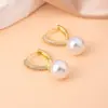 Brincos Japoneses e Coreanos com Micro-Incrustações de Imitação de Diamante Brilhante e Pérolas para Mulheres, Brincos Elegantes e de Alto Padrão, Brincos Únicos e Bonitos