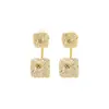 Aretes de Hilo Hueco Estilo Coreano Aguja Plateada Gama Alta Enrollado de Hilo Cuadrado Pequeño de Diamante Zirconia Aretes Sencillos Venta al por Mayor