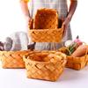 Cesta de almacenamiento de virutas de madera tejida a mano, cesta para pan y fruta, almacenamiento y organización de suministros para el hogar, cesta de picnic, cesta tejida para huevos