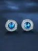 Brincos Pinduoduo Cross-Border Platina Pedra Branca Totalmente Cravejados Diamante Brilhante Redondo Embalagem Joias Versáteis High-End Estilo Francês