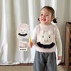 Roupa Infantil para Meninas: Novo Conjunto de Outono com Blusa de Desenho Animado e Calça de Lã Falsa de Duas Peças, Roupas de Bebê Menina Classe A