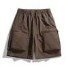 Pantalones Cortos Cargo de Secado Rápido Transfronterizos con Bolsillos 3D, Estilo Americano Verano Sencillos con Cremallera Resistentes Casual Streetwear Pantalones Cortos para Hombre