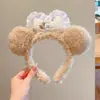 Outono e Inverno Novo Rosa Fofo Laço Cabeça Urso Desenho Animado Menina Coração Rosto Lavar Faixa de Cabelo Super Fofa Maquiagem Faixa de Cabelo