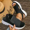 Sandalias Deportivas Romanas de Tira Cruzada al por Mayor Verano 2024 Nuevas sin Cierre Malla Boca de Pez Flyknit Huecas Suela Gruesa