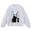 Moletom com capuz oversized estonado com estampa de anime, novo modelo outono e inverno, direto do fabricante