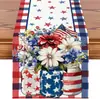 2026 Nuevo Camino de Mesa del Día de la Independencia Americana Estilo Americano Estampado de Estrellas Camino de Mesa de Lino Decoración del Hogar Mantel