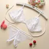 Conjunto de Lencería Sexy al por Mayor Encaje Moño Pequeño Ropa Interior Abierta para Mujer Tres Puntos C06