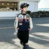 Jaqueta de Motociclista Masculina para Primavera e Outono Estilo Coreano Jaqueta Bonita Tendência Cool Infantil para Bebês e Crianças Pequenas Top Estiloso