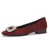 Zapatos de Mujer para Otoño e Invierno, Zapatos Nuevos de Boda, Zapatos de Mujer de Gamuza con Pedrería de Tacón Grueso, Suaves, de Tacón Bajo Poco Profundos, que se Pueden Usar Diariamente, Zapatos de Tacón Bajo con Punta Cuadrada