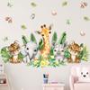 Pegatinas de pared de dibujos animados de animales, jirafa, elefante, habitación infantil, fondo de guardería, papel tapiz decorativo, pegatinas autoadhesivas extraíbles