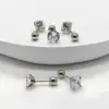 Brincos para Cartilagem da Orelha com Broca de Cristal Broca de Vidro Zircônia Aço Inoxidável Piercing de Nicho Unha do Lábio Brincos de Unha de Titânio