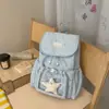 Mochila girly de estilo coreano con estampado de estrellas y diseño de cierre de cordón, bolsa ita para estudiantes y para ir al trabajo, mochila pequeña versátil de estilo soft girl