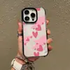 Capa de Celular Color-Blocking Coração de Amor Gradiente Graffiti para Apple 18 Pro Max, Capa Transparente com Moldura Preta, Capa Protetora Anti-Queda Feminina