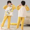 Pijama Infantil Cartoon para Meninos 2025 Novo Conjunto de Duas Peças com Calça de Manga Longa para Crianças Maiores Roupas de Casa