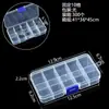 Caja de almacenamiento de escritorio de plástico con rejilla, 10, 15 y 24 botones transparentes, para accesorios de pesca, joyería y cosméticos.
