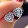 Cao Shi deseo pendientes de botón con forma de corazón, microincrustados de circonita AAA Super Brillante, superventas europeos y americanos, pendientes de regalo de cumpleaños para mujer